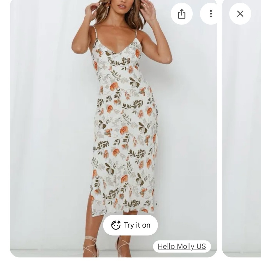 Hello Molly Floral Midi Dress - White and Orange